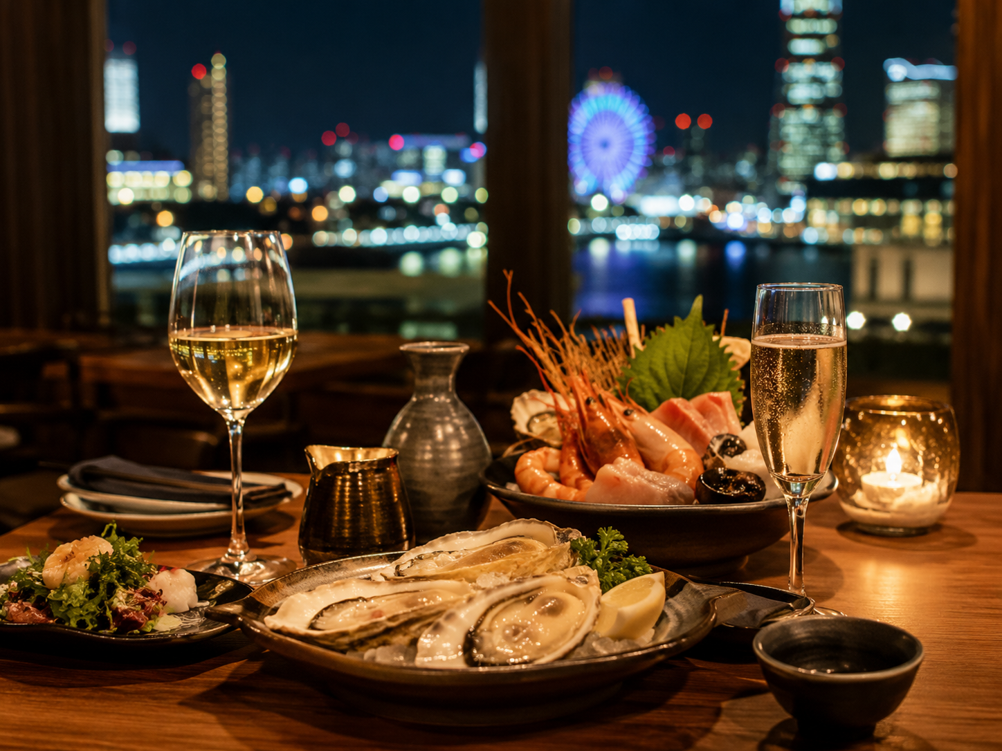 みなとみらい・桜木町周辺の夜の食事をイメージした食事風景