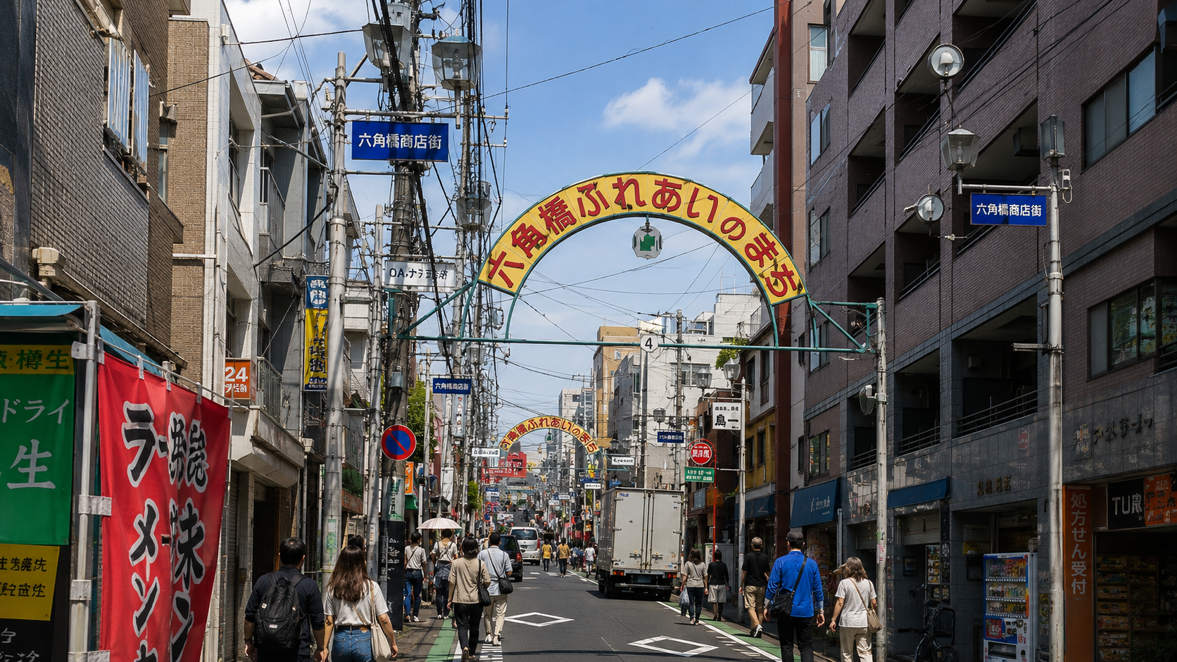 東神奈川駅または六角橋商店街の昼を表現したイメージ画像
